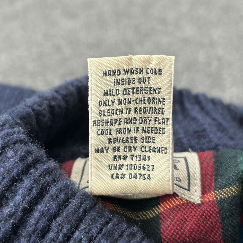 LL Bean Sweater Jacket Mens Large Blue Lambswool Full Zip Plaid Lined Cardigan - Picture 13 of 13